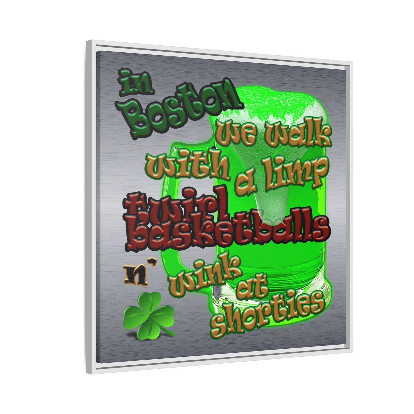 celtics logo - framed canvas art (brushed nickel)