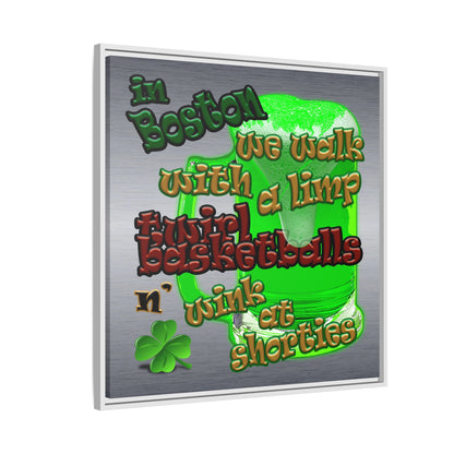 celtics logo - framed canvas art (brushed nickel)