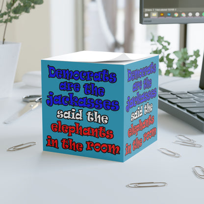 donkeys and elephants - note cube (turquoise)