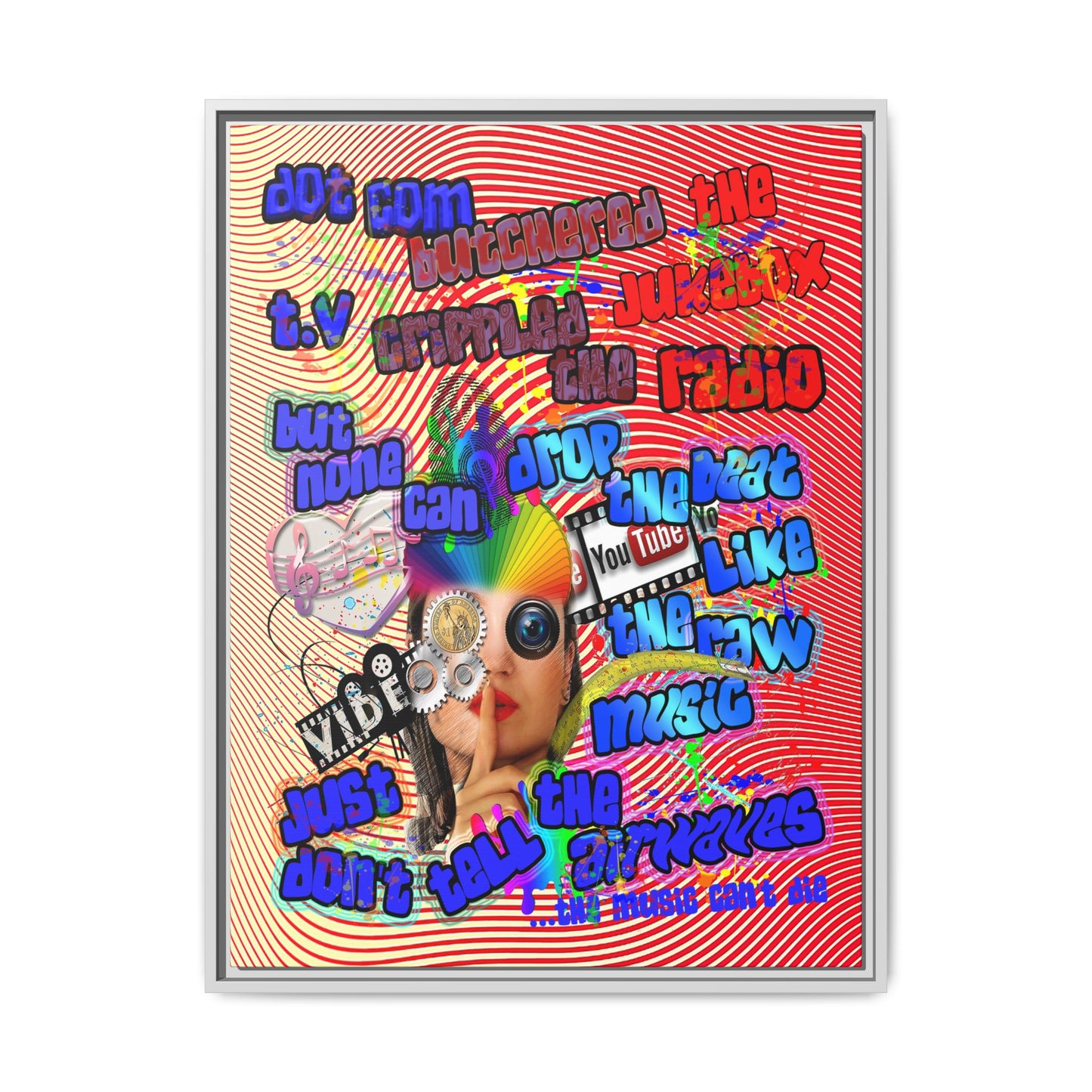 drop the beat - framed canvas art (yellow-orange wave)