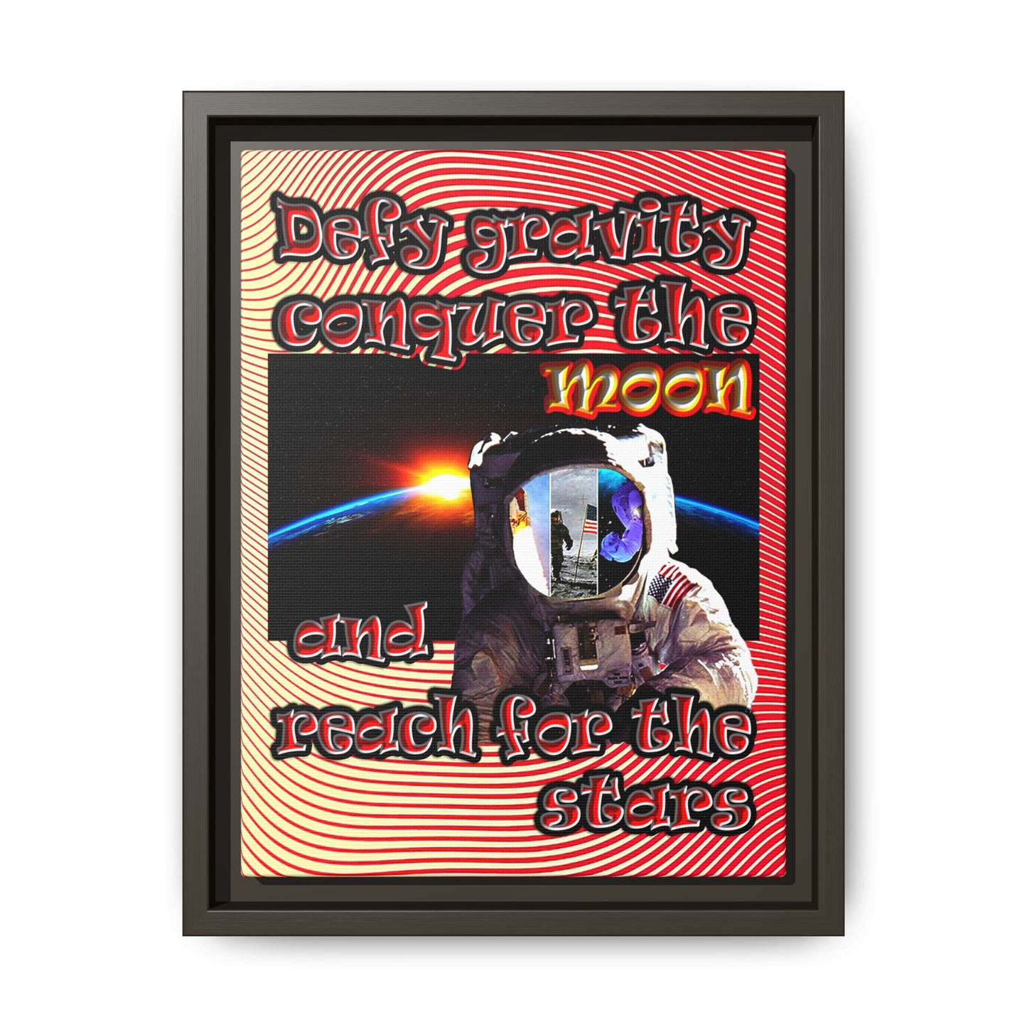 defy conquer reach - framed canvas art (yellow-orange wave)
