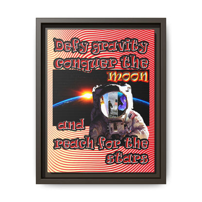 defy conquer reach - framed canvas art (yellow-orange wave)