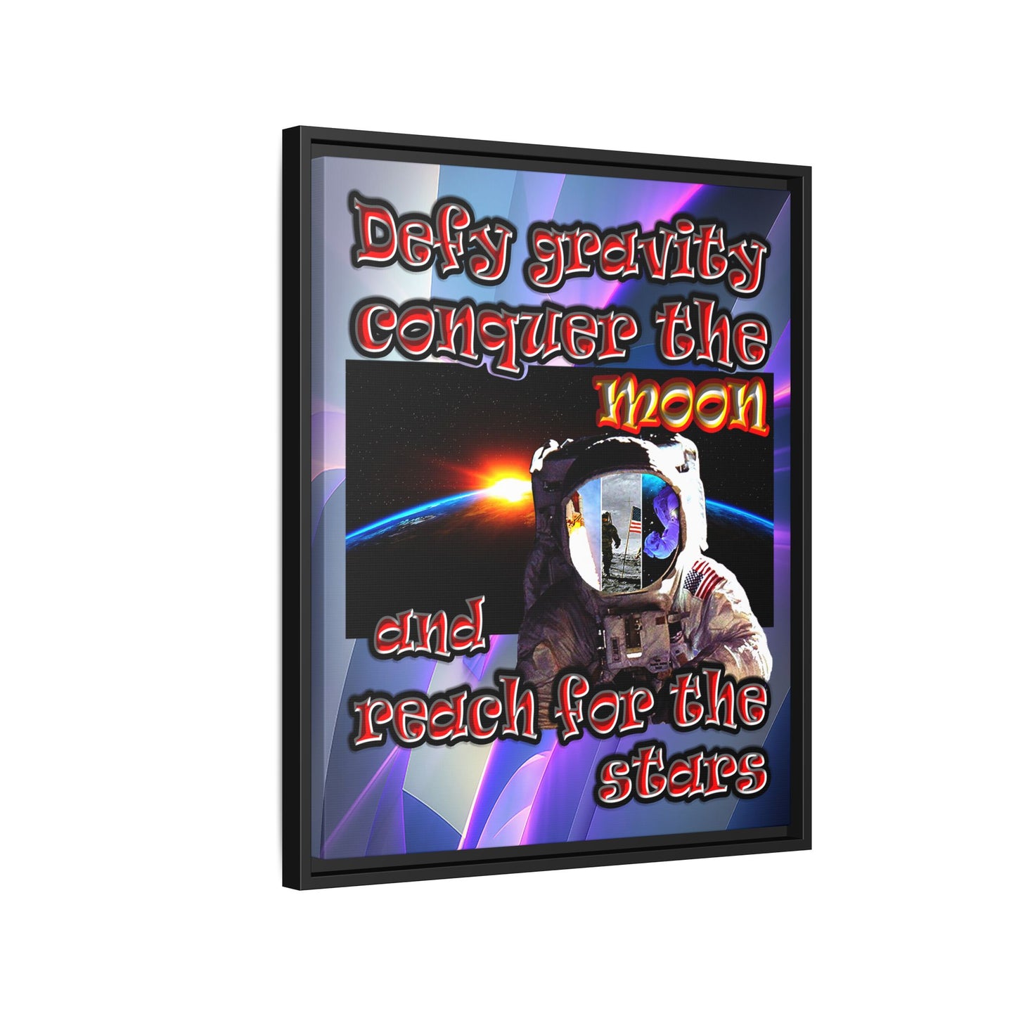 defy conquer reach - framed canvas art (grey-pink wave)