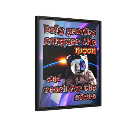 defy conquer reach - framed canvas art (grey-pink wave)