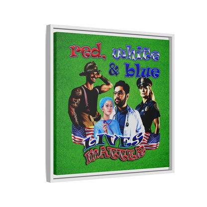 rw&b lives matter - framed canvas art (green turf)