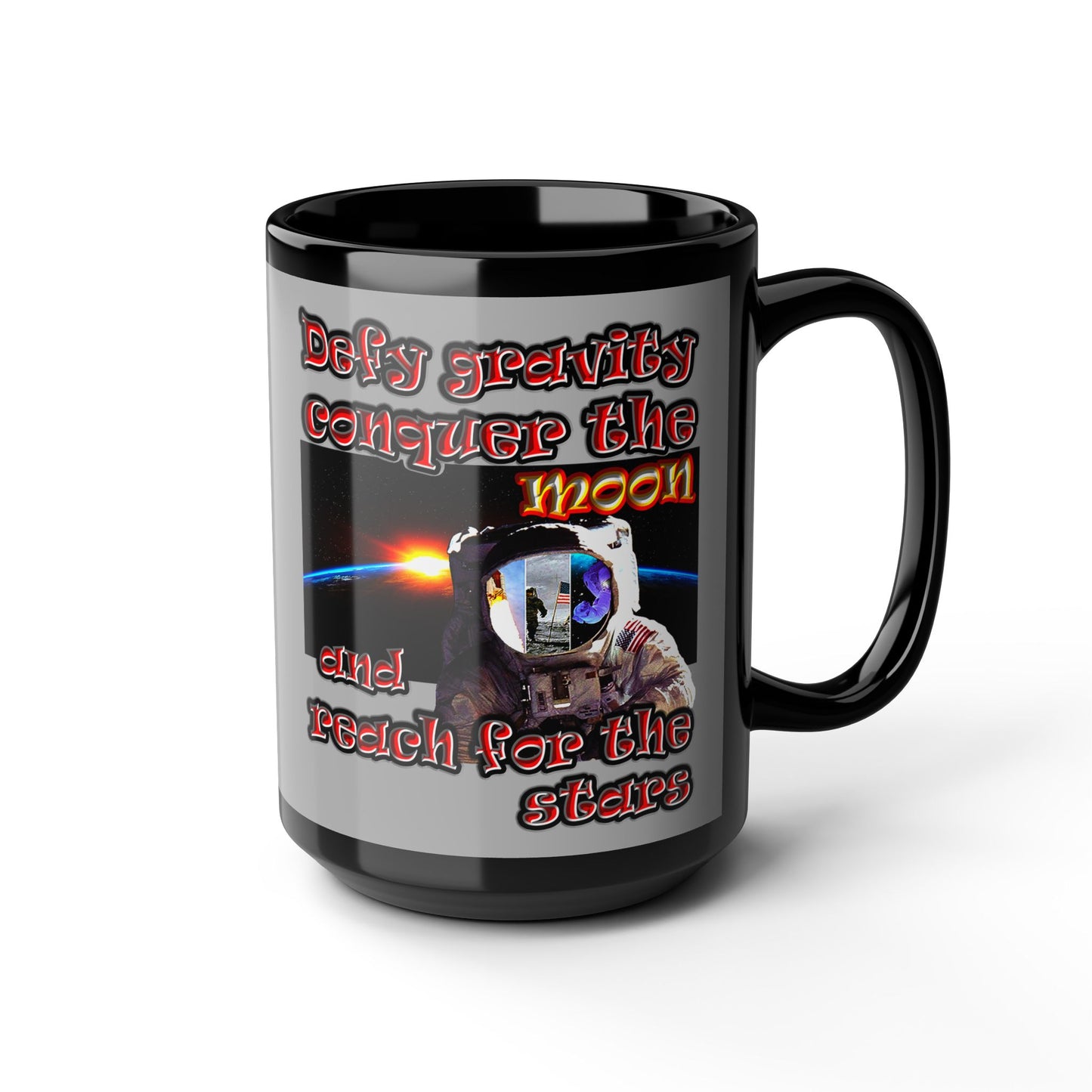 defy conquer reach - Black Mug (light grey)