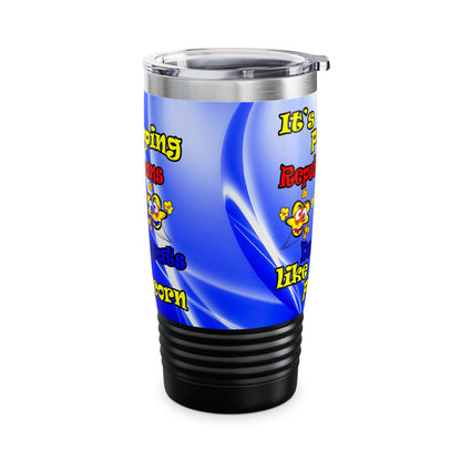popping like popcorn - Ringneck Tumbler, 20oz (blue-white wave)