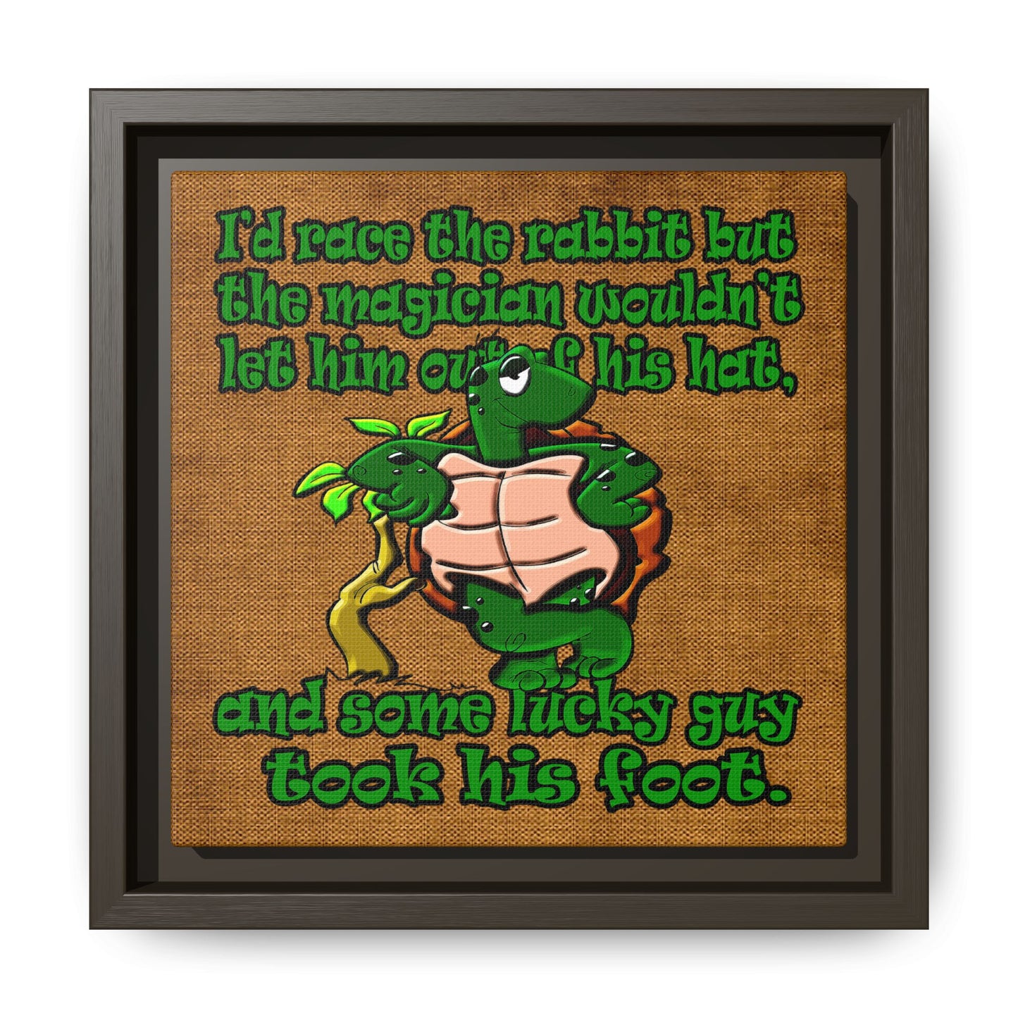 turtle race - framed canvas art (brown papyrus)