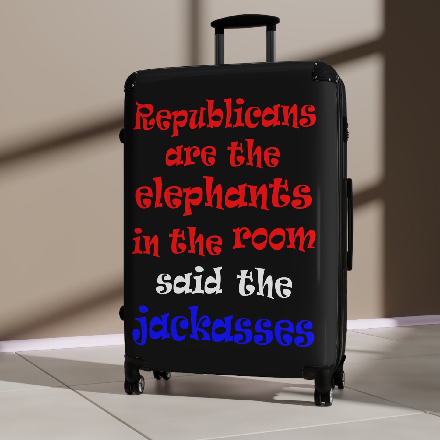 donkeys and elephants - Suitcase (black)