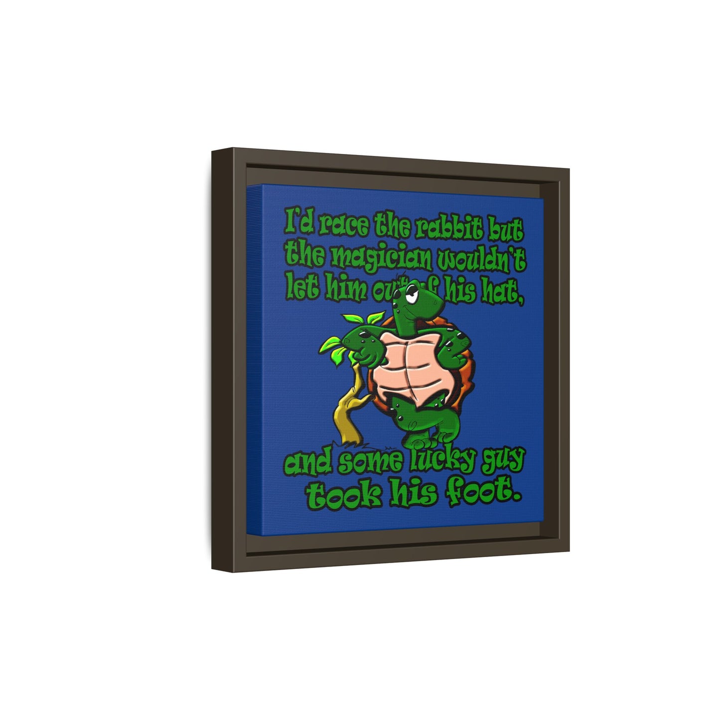 turtle race - framed canvas art (dark blue)