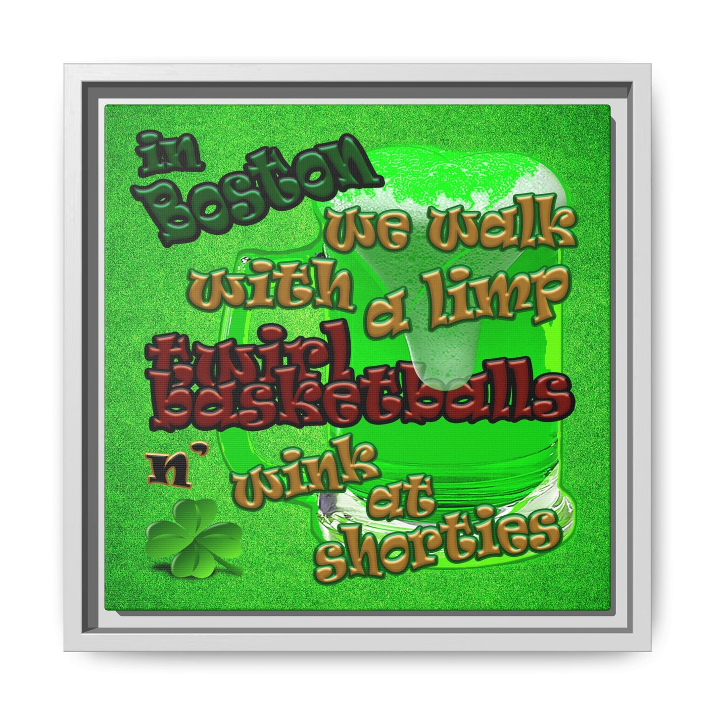 celtics logo - framed canvas art (green turf)