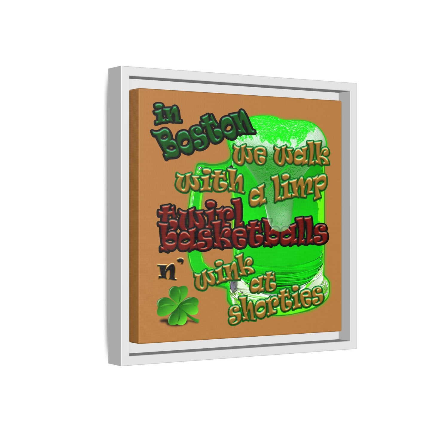 celtics logo - framed canvas art (light brown)