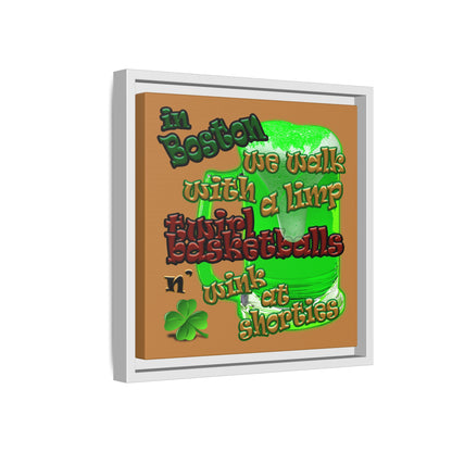 celtics logo - framed canvas art (light brown)