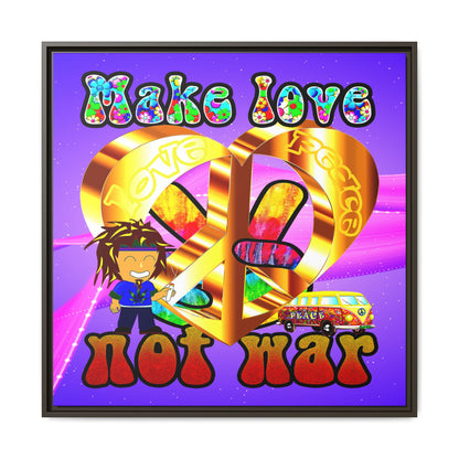 love peace - framed canvas art (purple-pink wave)