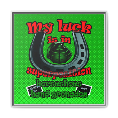 my luck - framed canvas art (logo green)