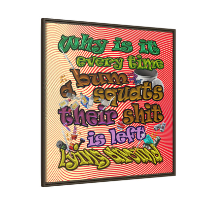 the bum's shit - framed canvas art (yellow-orange wave)