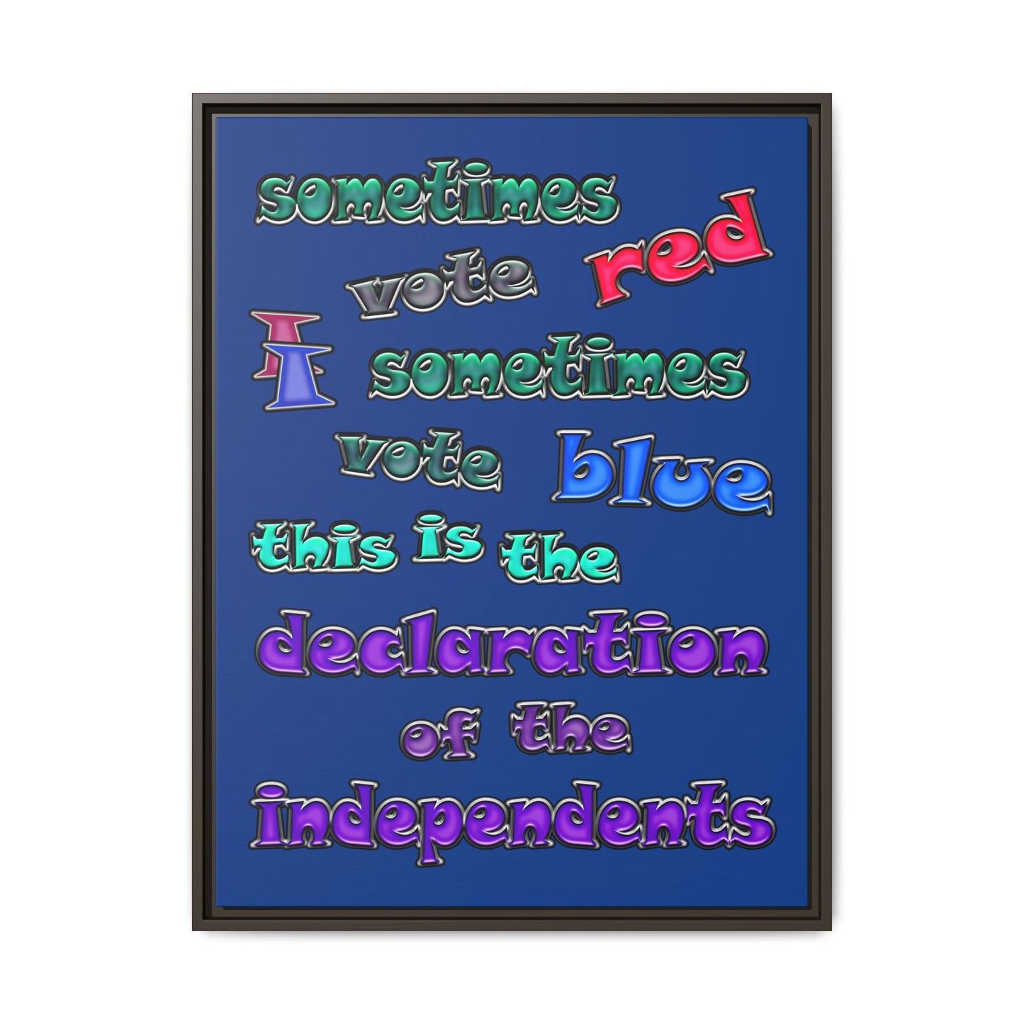 declaration of the independents - framed canvas art (dark blue)