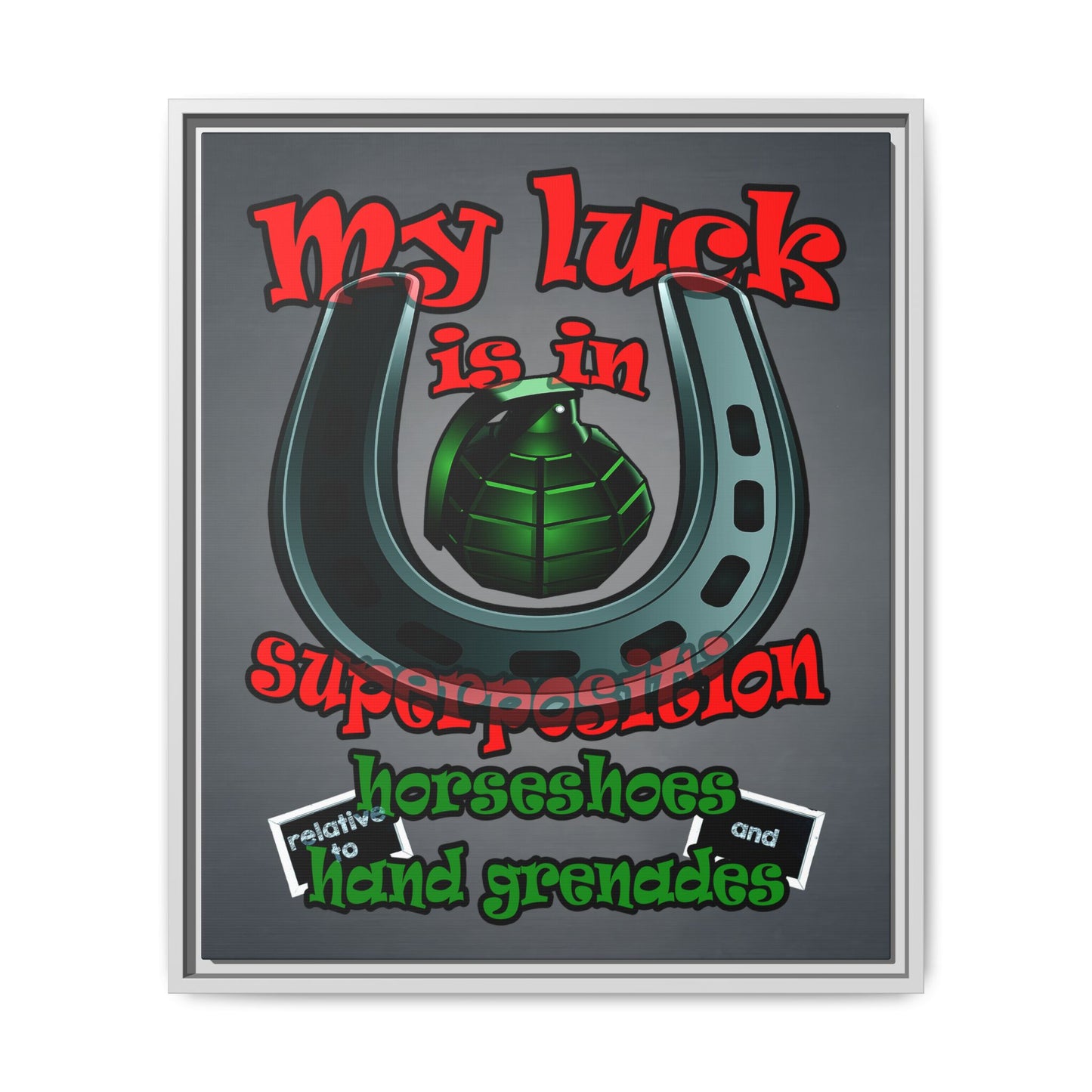my luck - framed canvas art (grey-light grey)