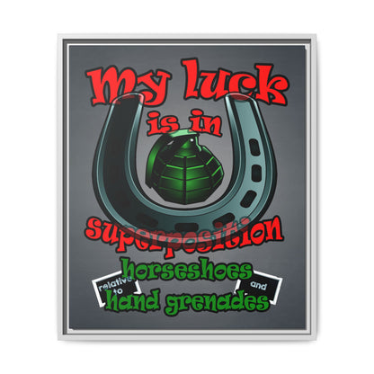 my luck - framed canvas art (grey-light grey)
