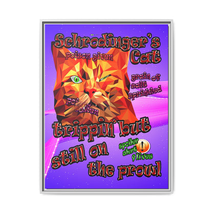 schrodinger's cat - framed canvas art (purple-pink wave)