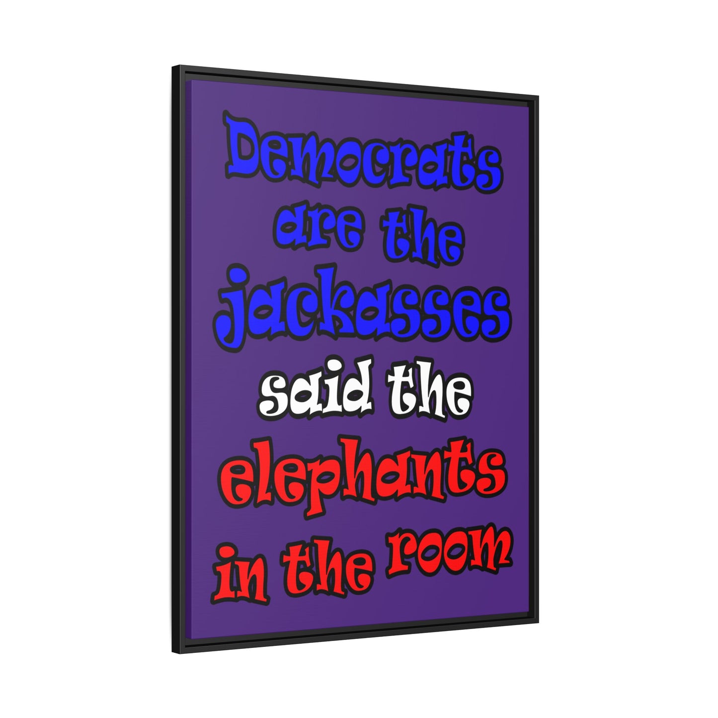 donkeys and elephants - framed canvas art (purple)