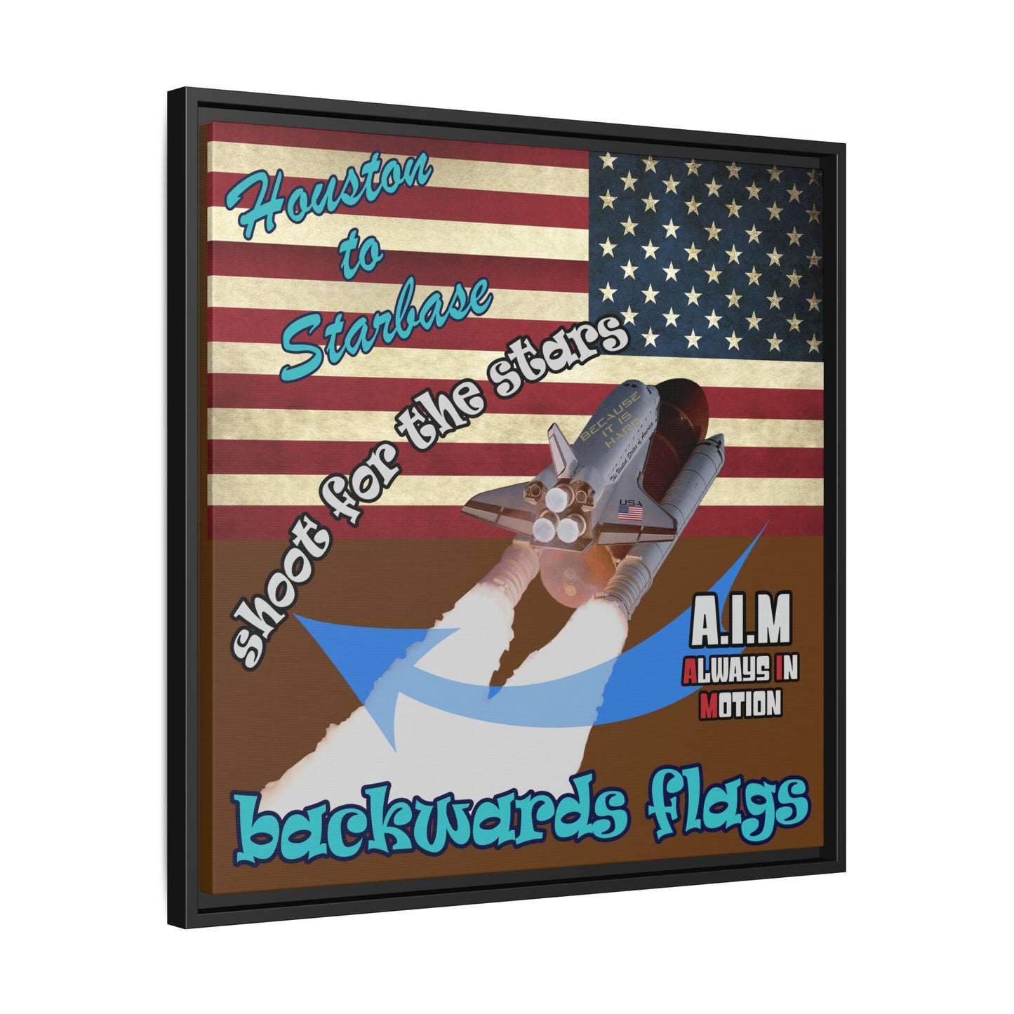 shoot for the stars - framed canvas art (brown)