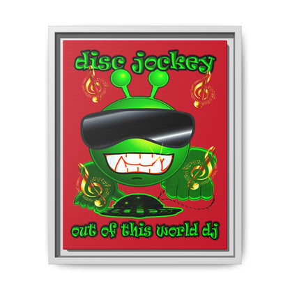 disc jockey - framed canvas art (dark red)