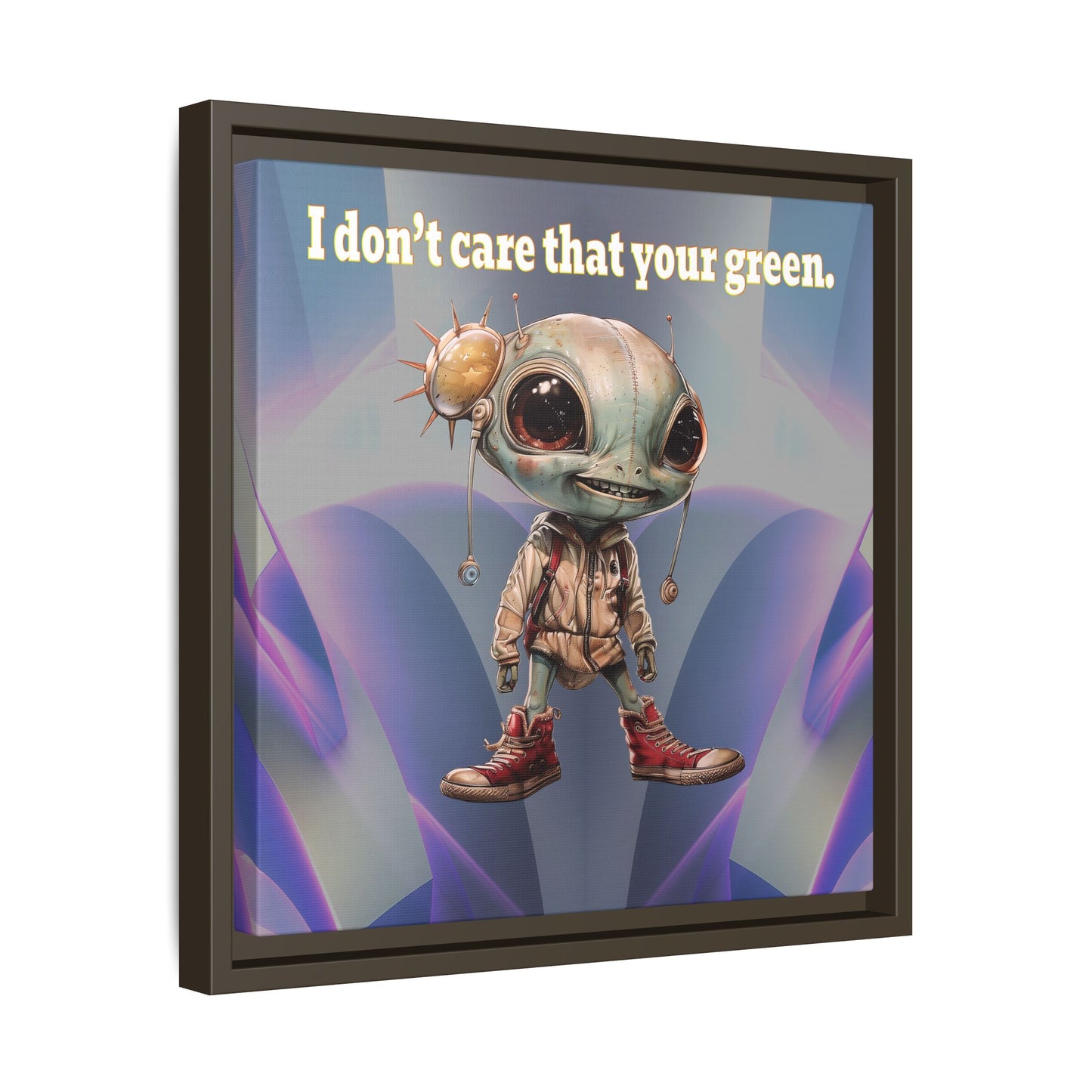 I don't care that your green - framed canvas art (grey-pink wave)