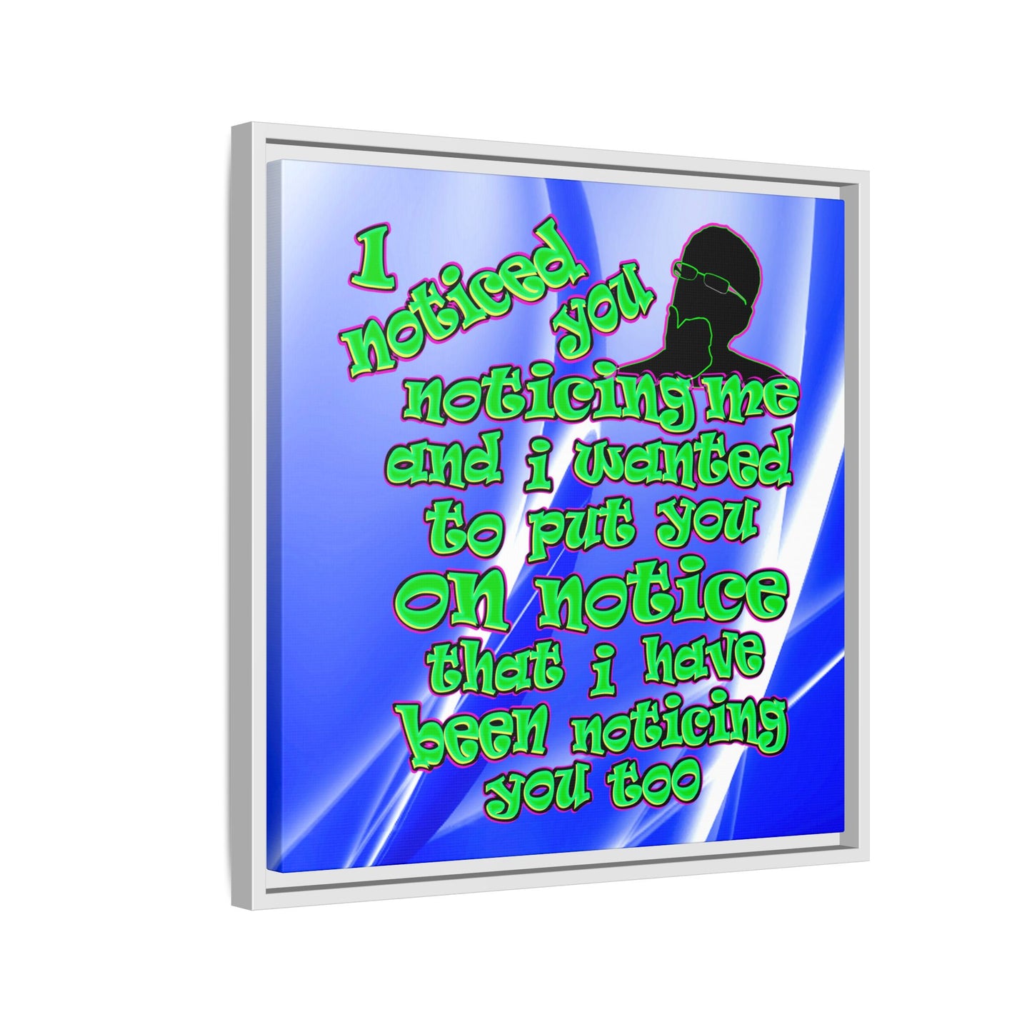 noticed you noticing - framed canvas art (blue-white wave)
