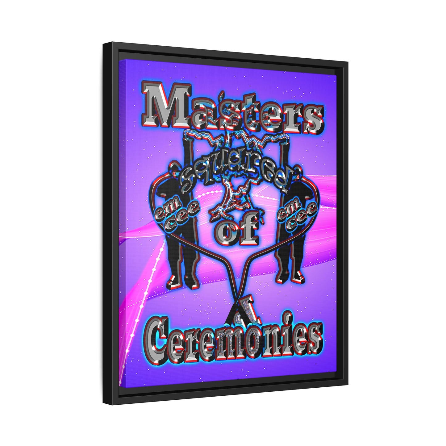 em cee squared - framed canvas art (purple-pink wave)