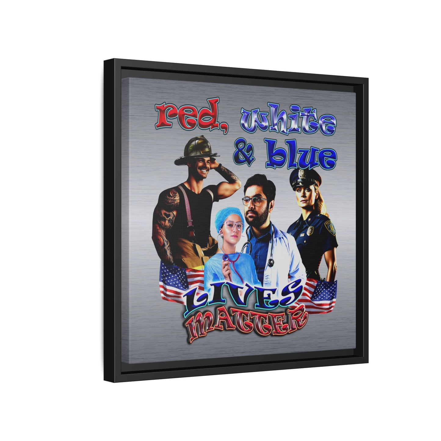 rw&b lives matter - framed canvas art (brushed nickel)