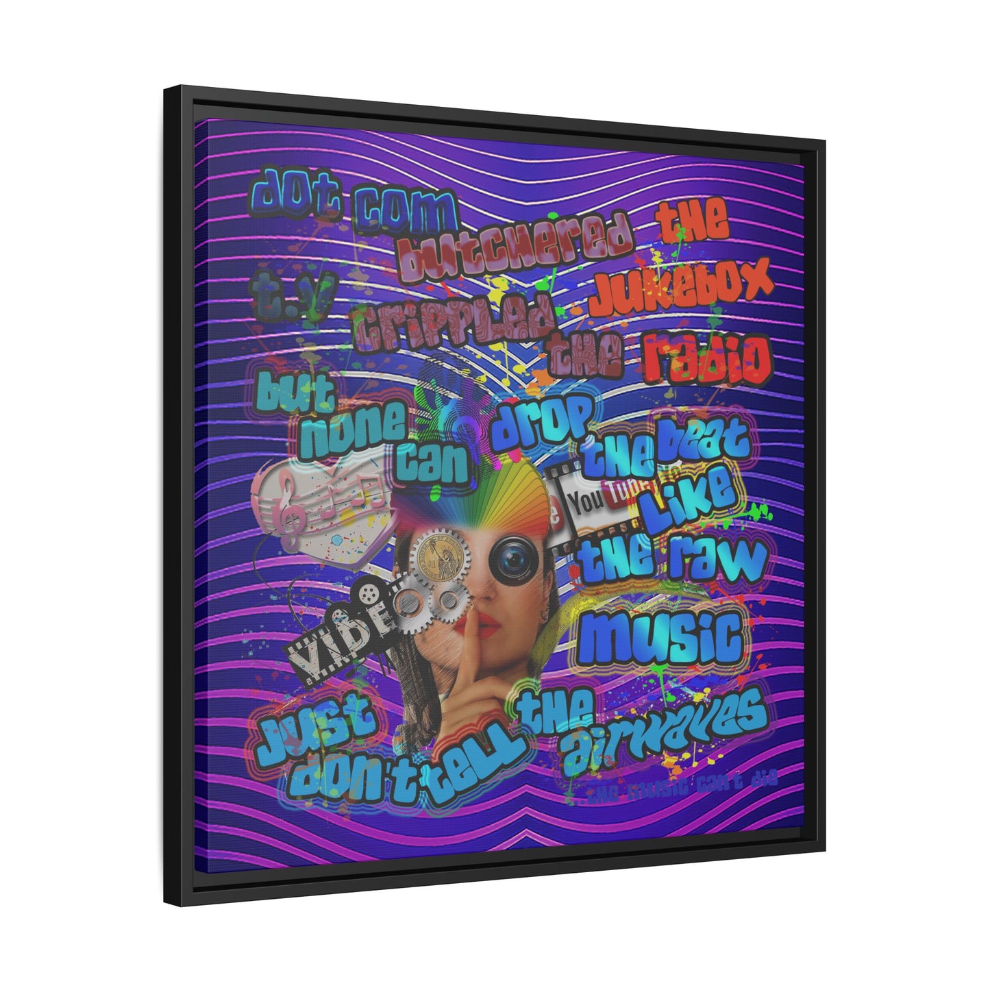 drop the beat - framed canvas art (purple wave)
