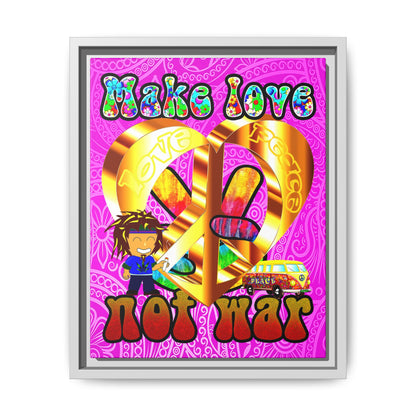 love peace - framed canvas art (pink swirl)