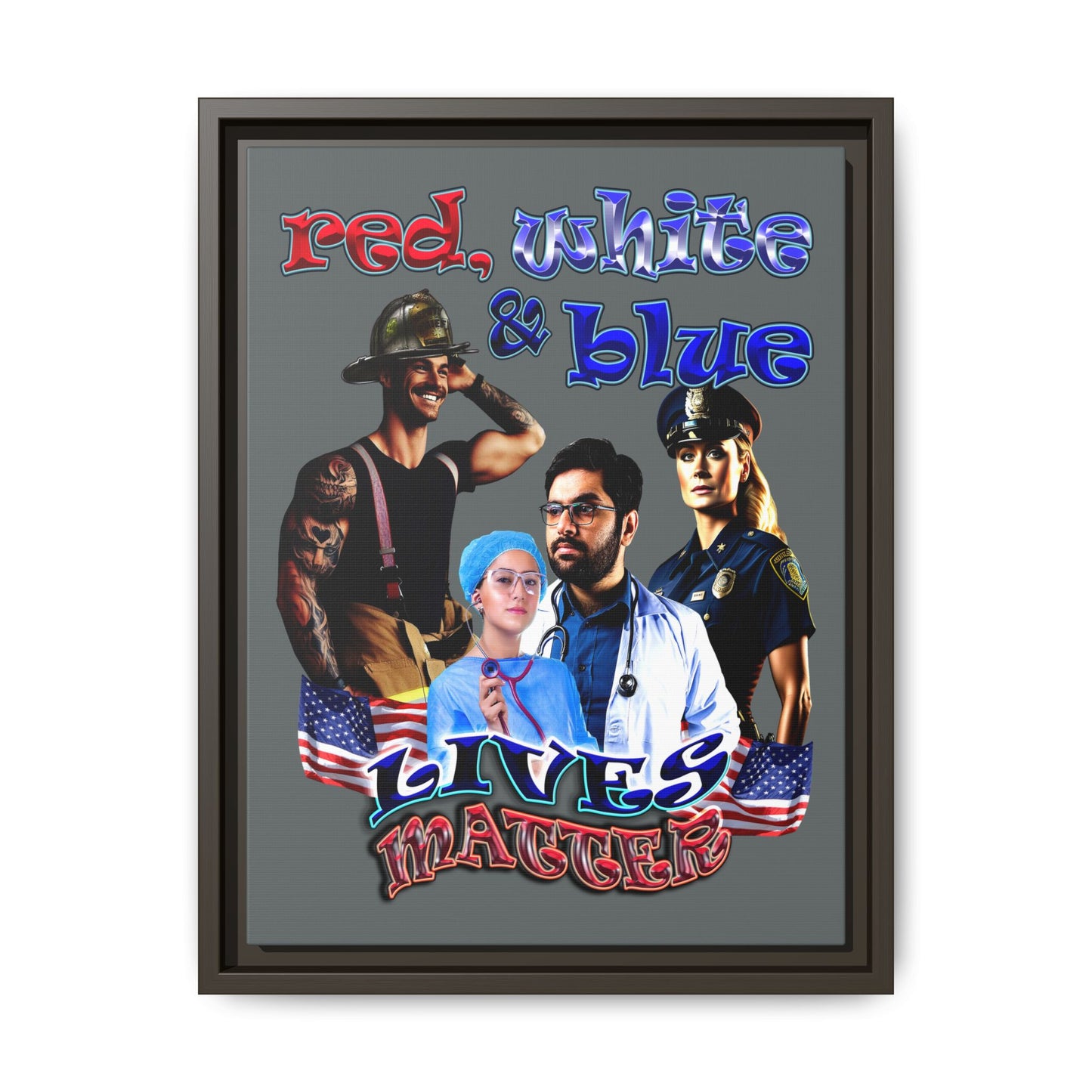 rw&b lives matter - framed canvas art (dark grey)