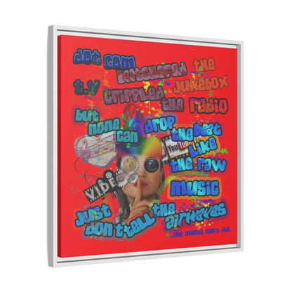 drop the beat - framed canvas art (red)