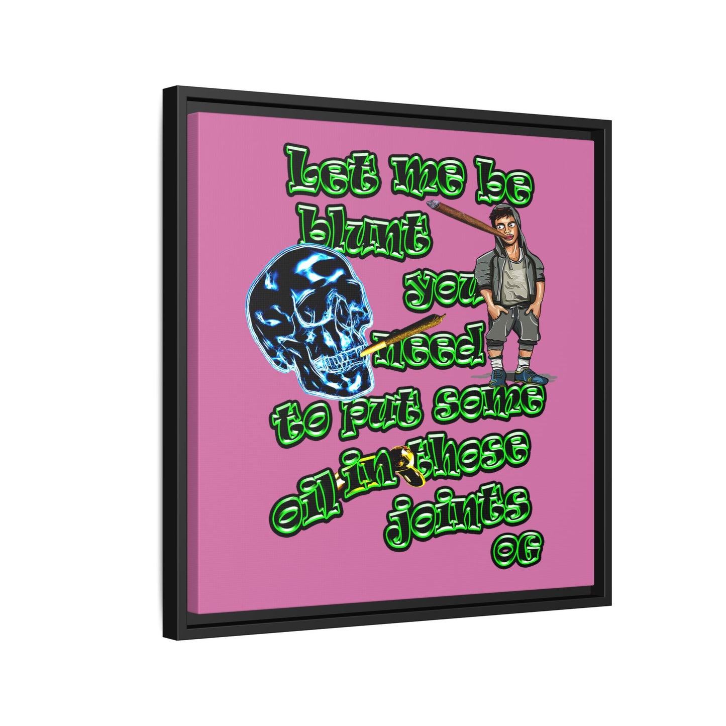 og - framed canvas art (light pink)