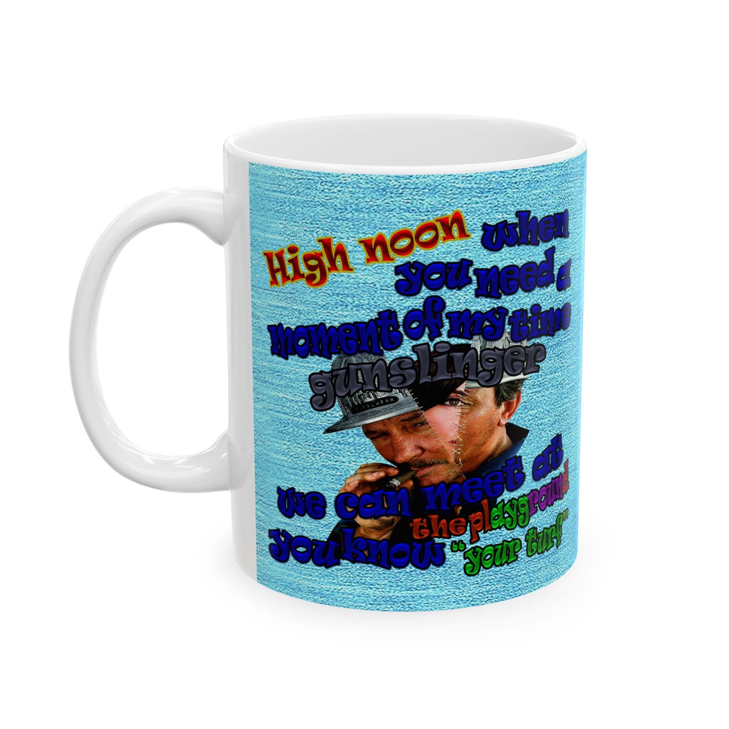 high noon - White Mug (faded blue)