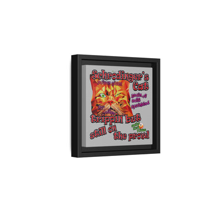 schrodinger's cat - framed canvas art (light grey)