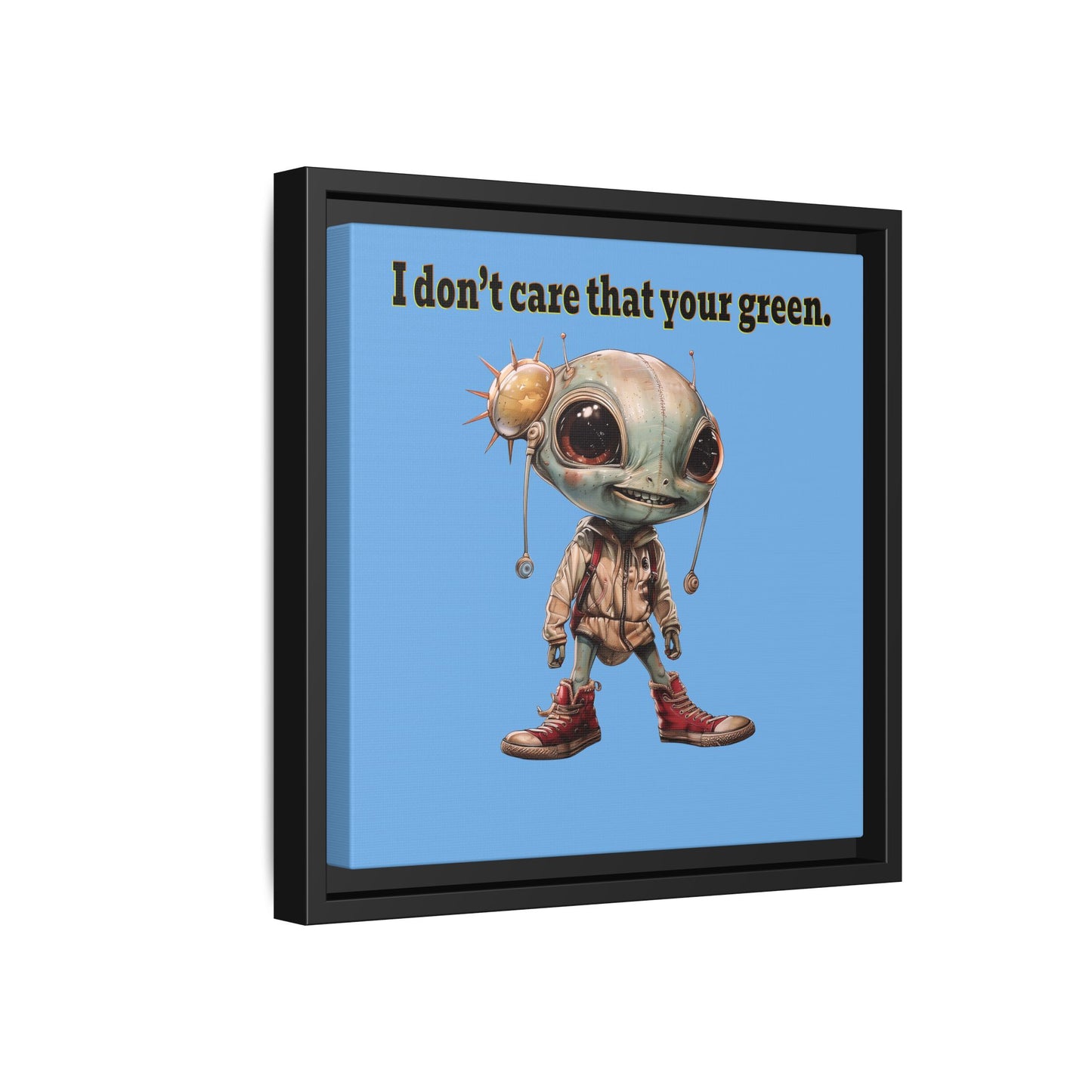 I don't care that your green - framed canvas art (light blue)
