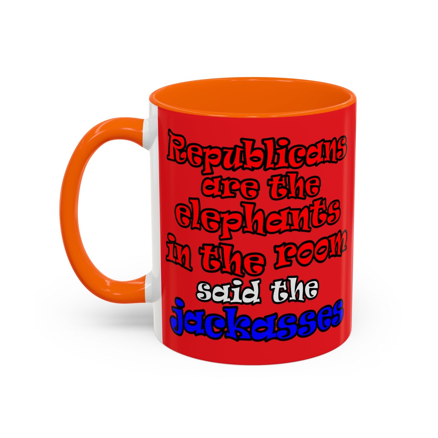 donkeys and elephants - Accent Mug (red)