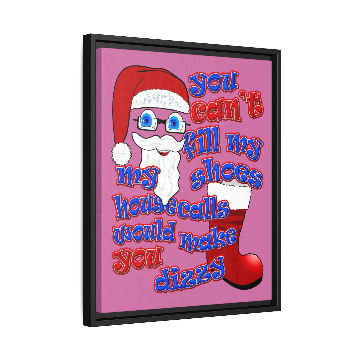 santa's shoes - framed canvas art (light pink)