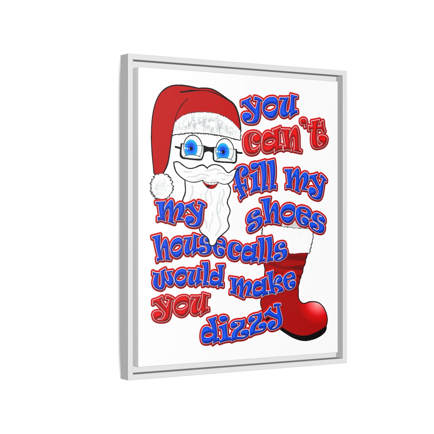 santa's shoes - framed canvas art (white)