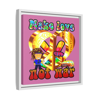 love peace - framed canvas art (light pink)