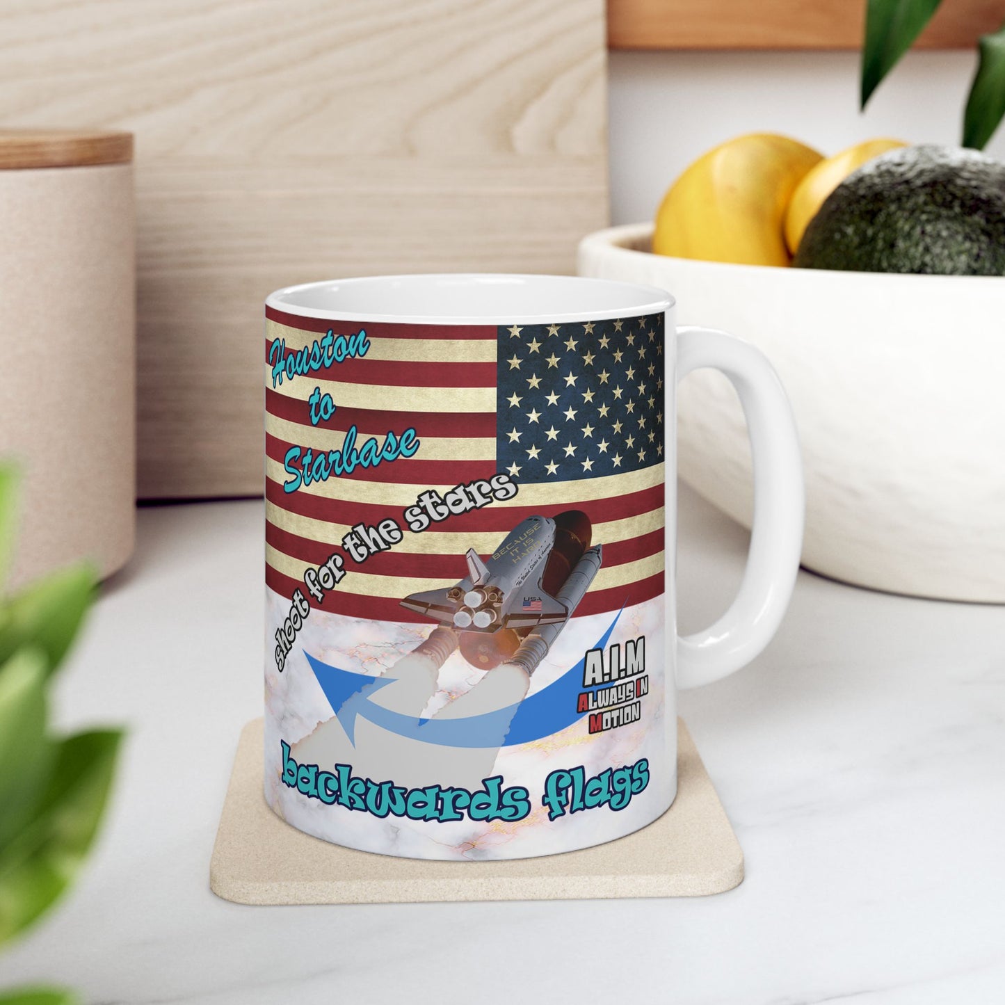 shoot for the stars - White Mug (white marble)