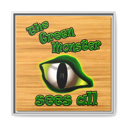 green monster - framed canvas art (butterscotch wood finish)