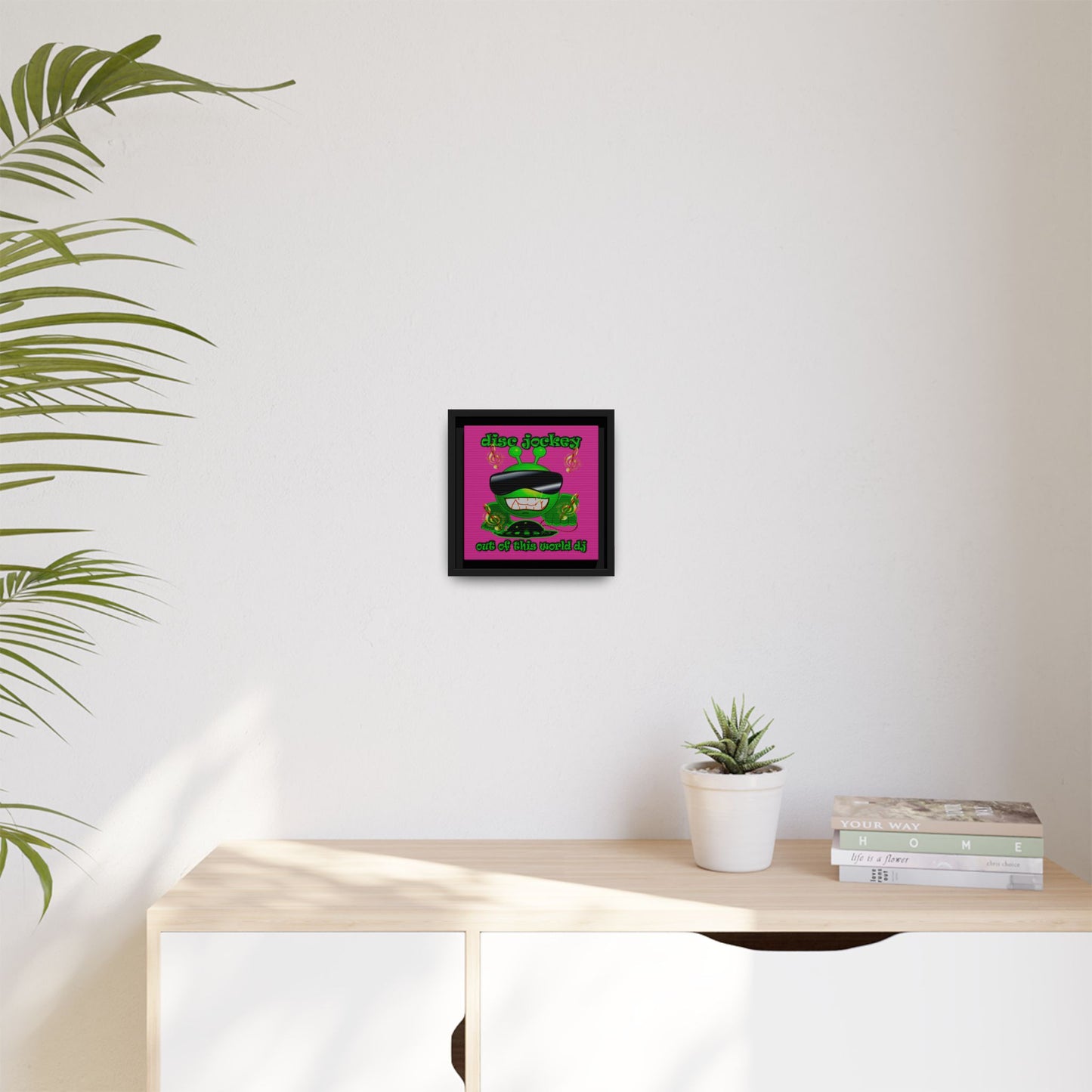 disc jockey - framed canvas art (pink)
