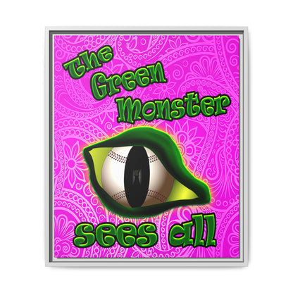 green monster - framed canvas art (pink swirl)