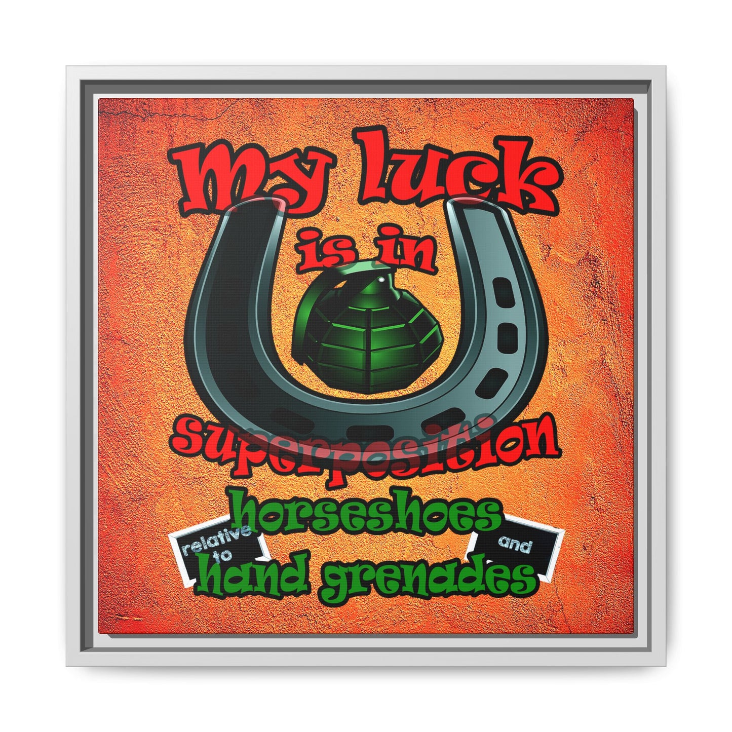 my luck - framed canvas art (burnt orange)