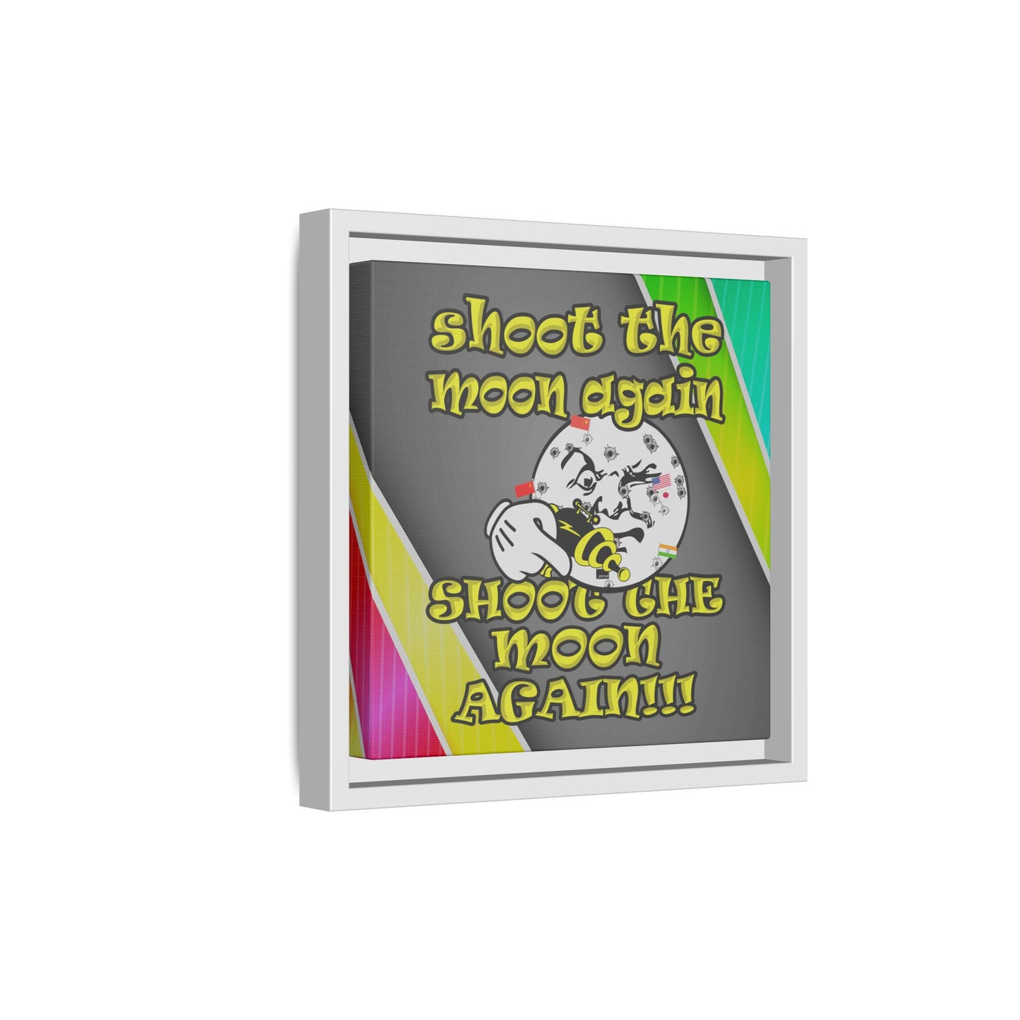 shoot the moon again - framed canvas art (rainbow split)
