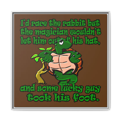 turtle race - framed canvas art (brown)